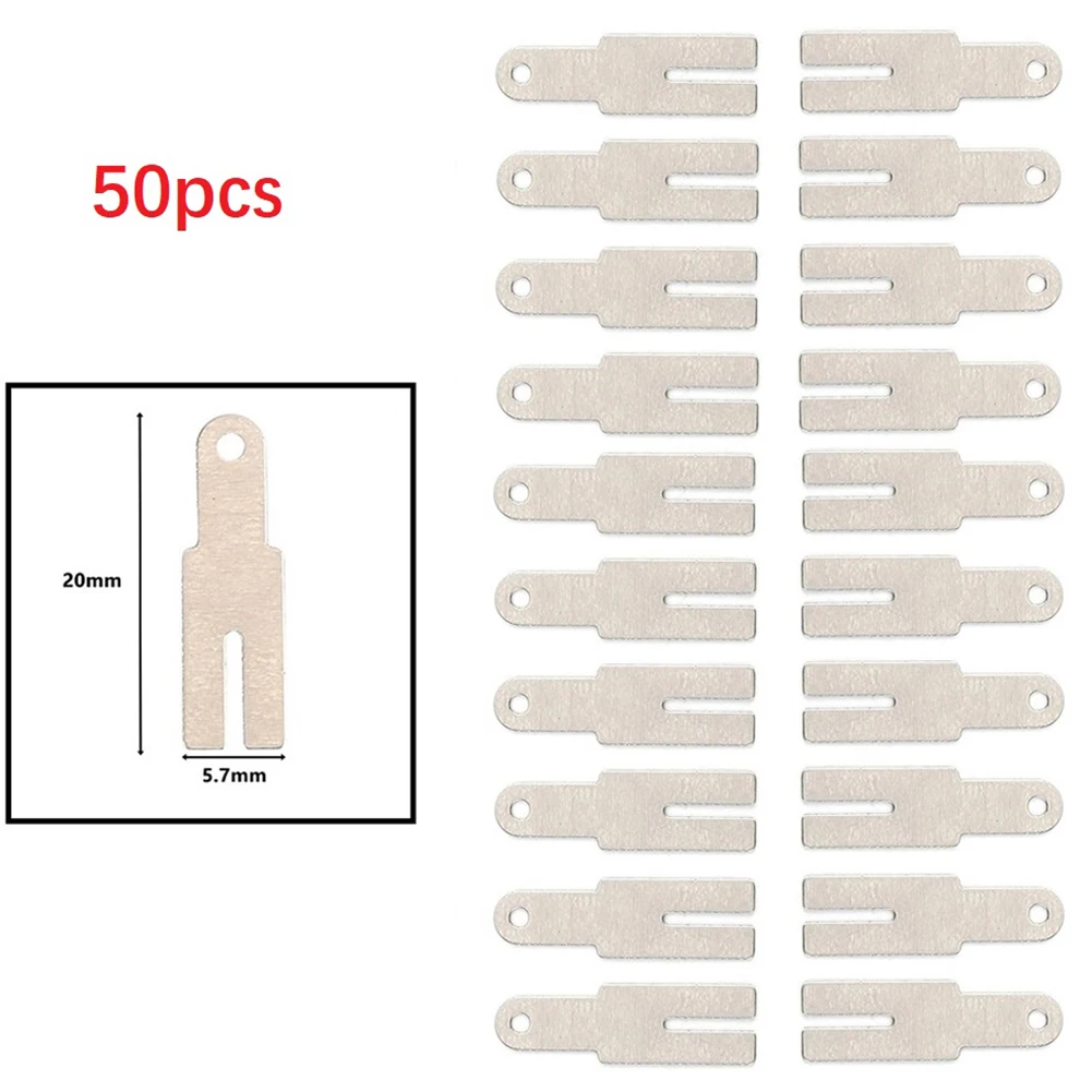 50pcs Y Shaped Nickel Sheets Nickel Strip Battery Connection Nickel Plated Steel Belt Strip Spot Welding Connector 20*5.7mm