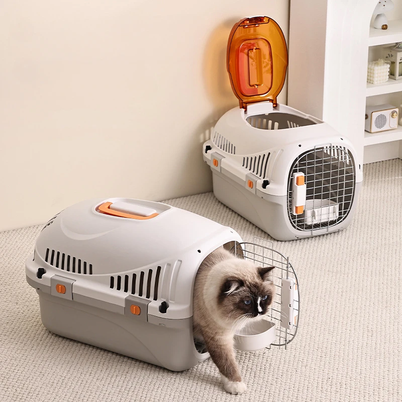 WOYYHO Pet Crates Portable Pet Box Car Cat Kennel Air Box Cat Air Iron Mesh Dog Traveling Suitcase