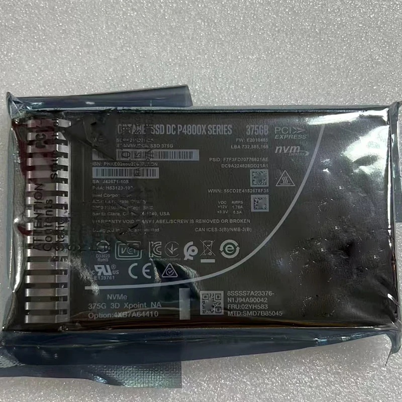 Solid State Disk Hard Disk Box Suitable for Intel Optane P4800X 375g U2 Nvme 2.5inch Solid State Drive Ssdpe21K375Ga with Original Bracket Retail Version