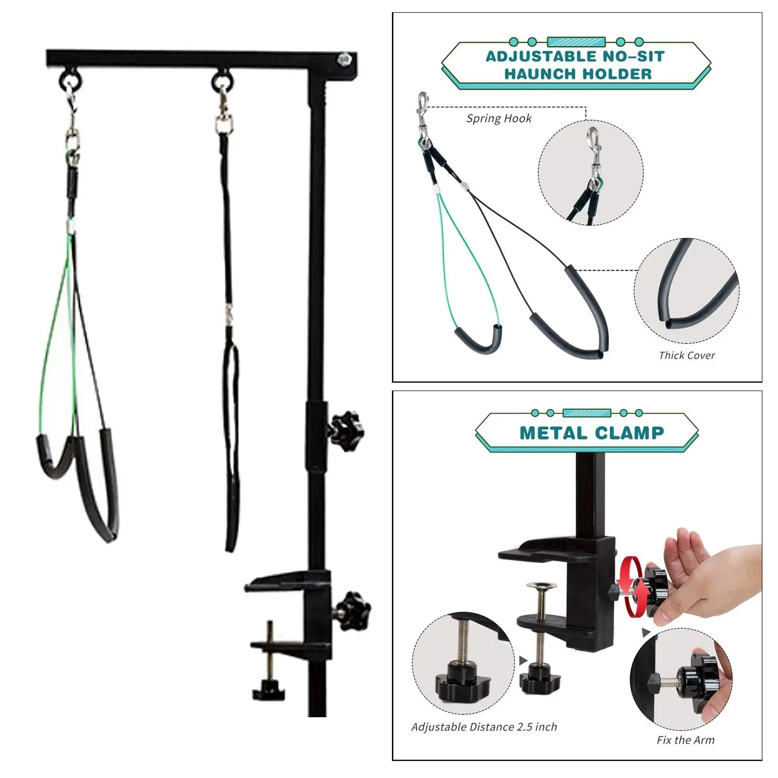 

Foldable Pet Grooming Arm with Clamp, Dog Grooming Loop No Sitting Haunch