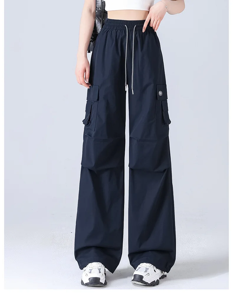 Stylish High Waist Cargo Pants Waterproof Quick Dry Casual Outdoor Hiking Pants with Drawstring