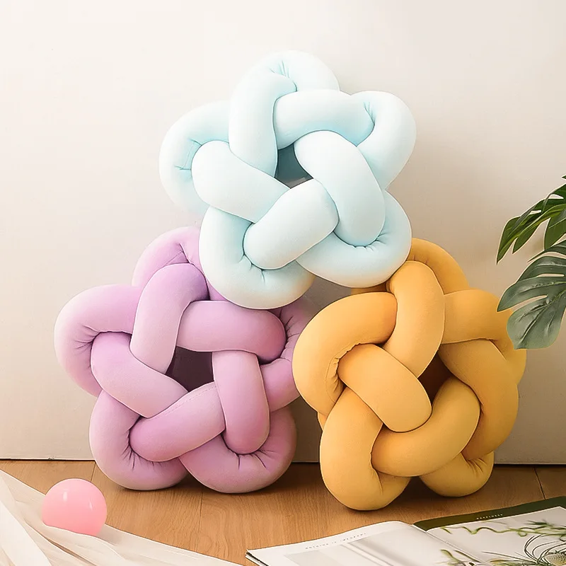 

Solid color five-pointed star knotted pillow Nordic style bedroom living room bedding decoration sofa pillow 32x32cm
