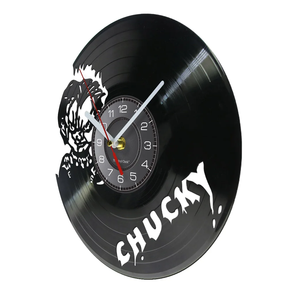Fictional Character Chucky Wall Clock Made Of Vinyl Record Horror Movie Home Decor Wall Watch Halloween Vinyl Disk Crafts Clock 3