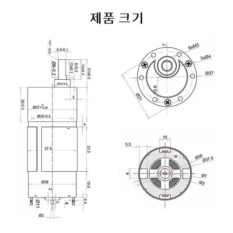 JGB37-555 하이 토크 감속 모터, DC 감속 모터, 저속 모터, 전진 및 후진, 6V, 12V, 24V
