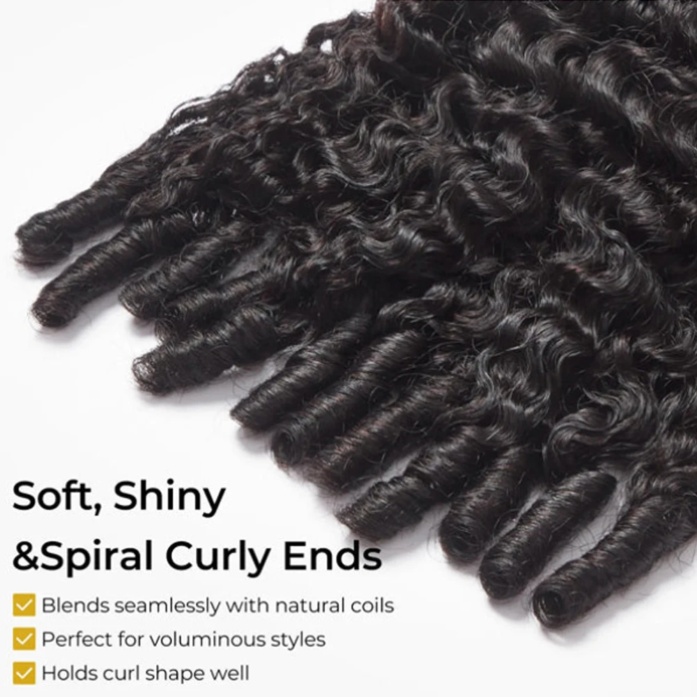 Burmese Curly Human Hair Bundles WIth Spiral Curly End Brazilian 100% Unprocessed 1/3/4 Bundles 12A Burmese Curly Extensions 3