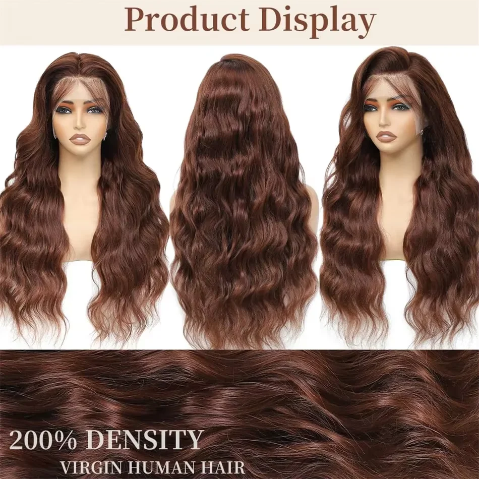 13x4 Chocolate Brown Body wave Lace Front Human Hair 200 Density 13x6 HD Transparent Lace Frontal Wig Brazilian For Black Women 2