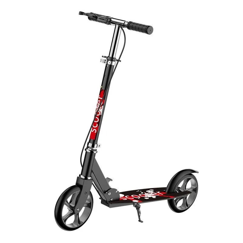 folding scooter SKIG Adult Scooter Teenager Big Wheel Two Wheel 2 Foldable Urban Adult Hand Brake Mobility Camping Scoter Cocuk