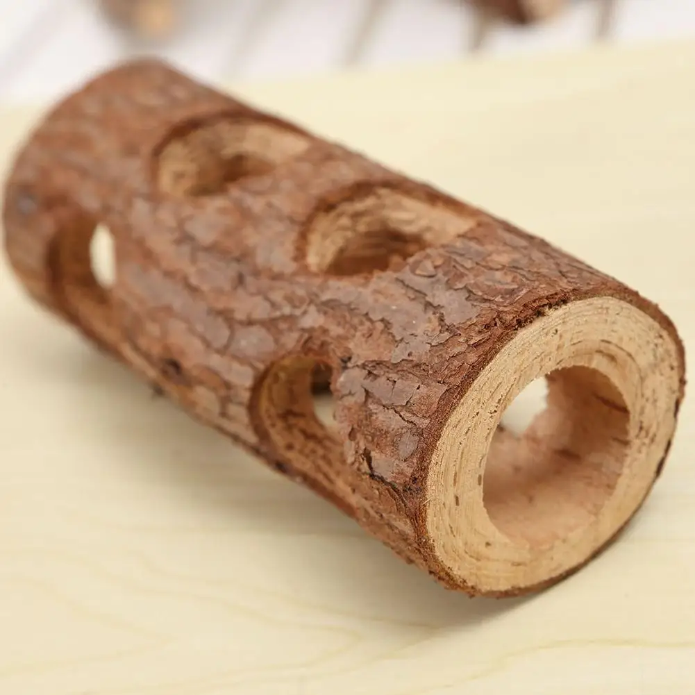 Hamster Natural Wooden Tunnels Tubes Bite-resistant Hideout Molar Toy for Indoor Cats Dogs Accessories