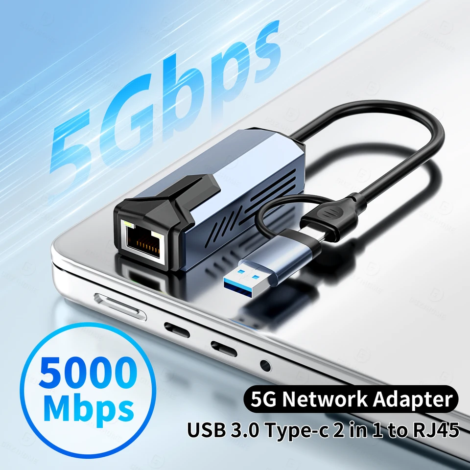 Usb 3.0 Type-c To Rj45 5gbps Ethernet Adapter And Usb Hub_voghion.com