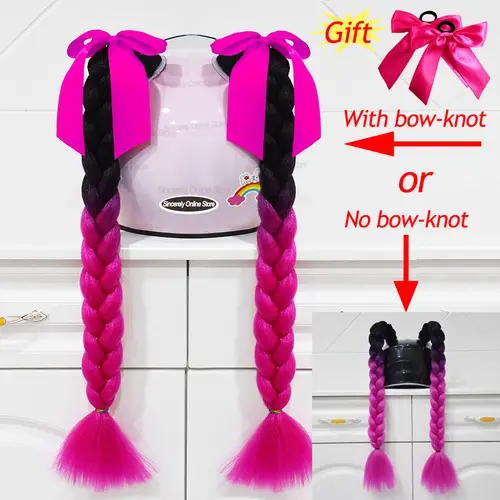 2pcs Quality Braids For Motorcycle Helmet Ponytail Sucker Braids Wig For Woman Helmet Decor Ears Twist Accessories 164 Colors - Image 22