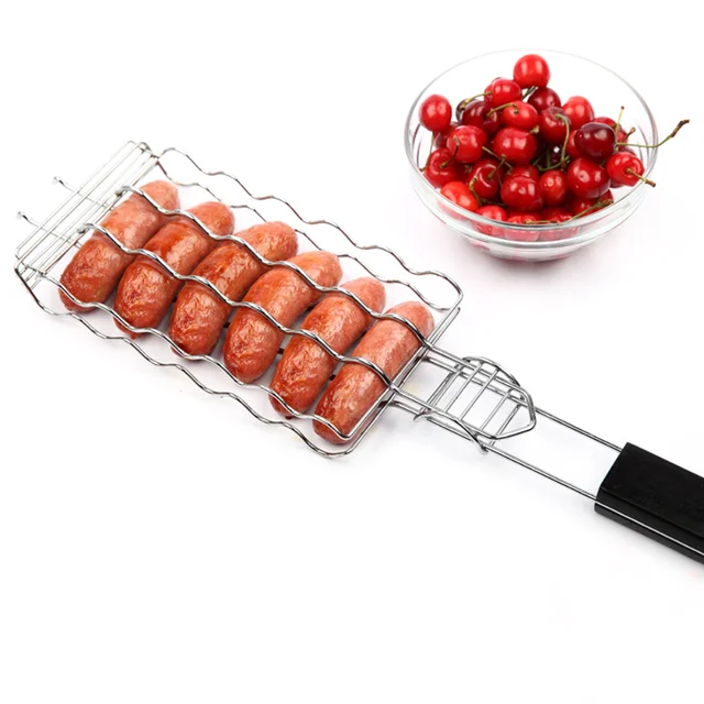 Kolbász Grillező Kosár Fémháló Grill Állvány Nettó Piknik Kemping Bbq Otthoni Konyhai Kiegészítők - Image 2