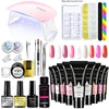 LIMEGIRL 15ml Nail Art Gel Kit UV Soak Primer Acrylic Solution Gel Manicure Kit with Mini LED Light Nail Quick Extension Tool 1