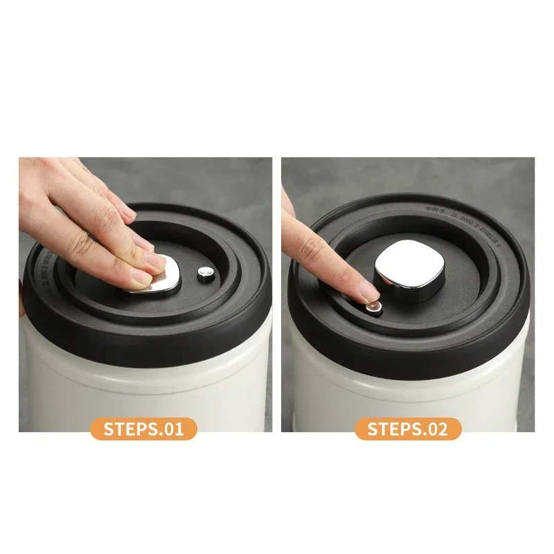 304 Stainless Steel Vacuum Preservation Jar Coffee Bean Grain Sealed Storage Tank Press Type Vacuum Extraction Kitchen Gadget 5