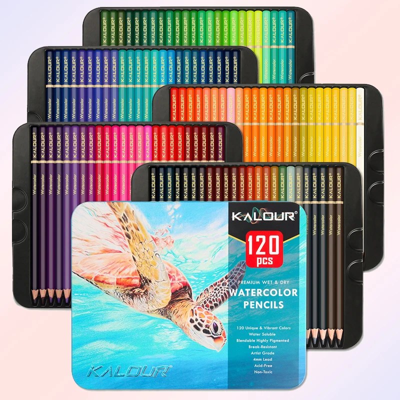KALOUR 72PCS Colored Pencils Set Water soluble Iron Box Pack Writing or Drawing Colored Lead