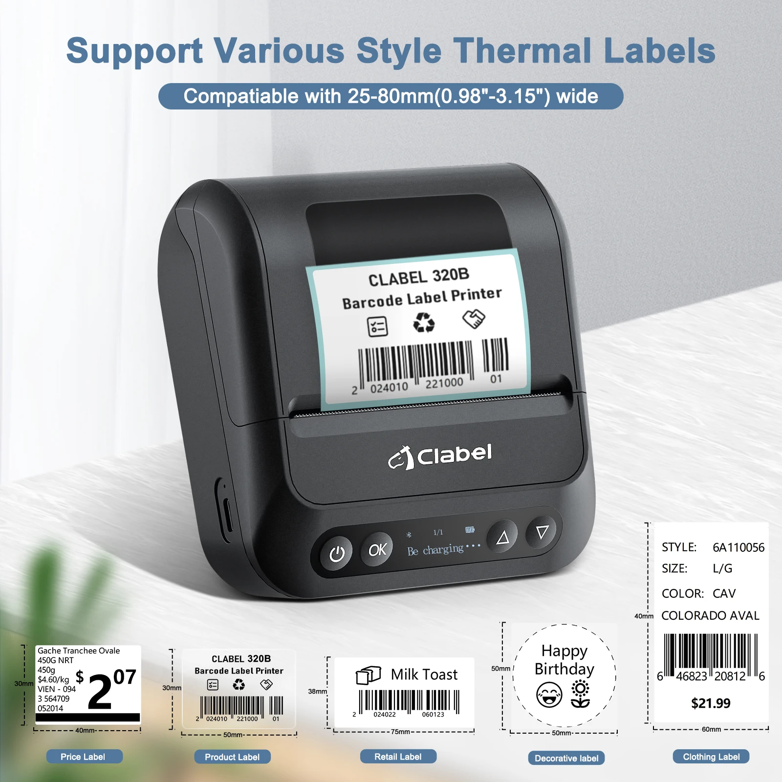K30f Direct thermal label printer portable takeaway wireless handheld small note printer Blue tooth takeaway label