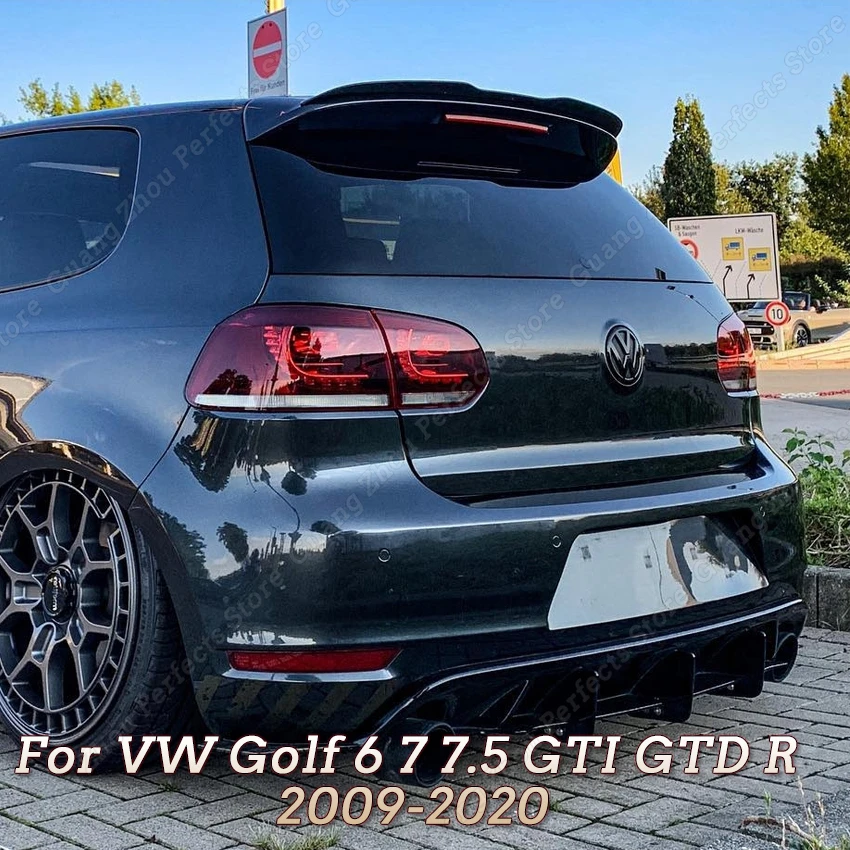 Alettone Posteriore Per Vw Golf 6 7 7.5 Vi Vii Mk6 7 7.5 Gti Gtd R 2009-2020 Kit Carrozzeria In Stile Maxton Nero Lucido Tuning