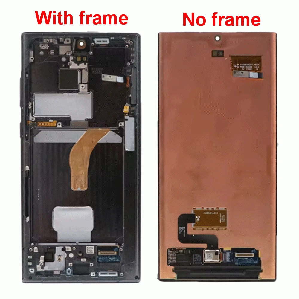 Super AMOLED For Samsung Galaxy S22 Ultra LCD S908 S908B Screen Display Touch Screen Digitizer With defects screen testing lcd display replacement