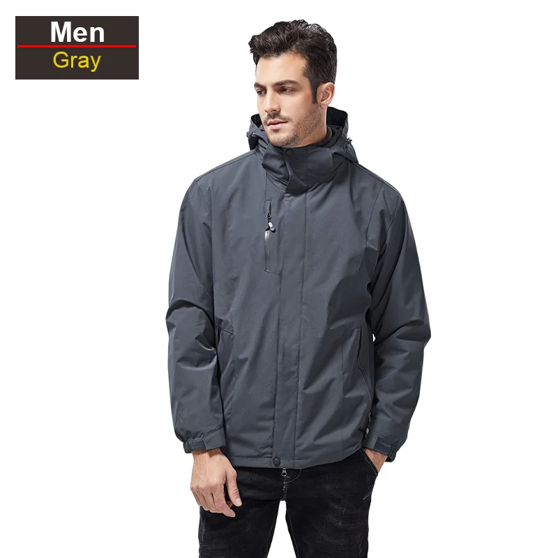 3 In 1 Thick Hiking Jacket Waterproof Winter Windbreaker Outdoor Warm Camping Jacket Men Women Couples Windproof Coat