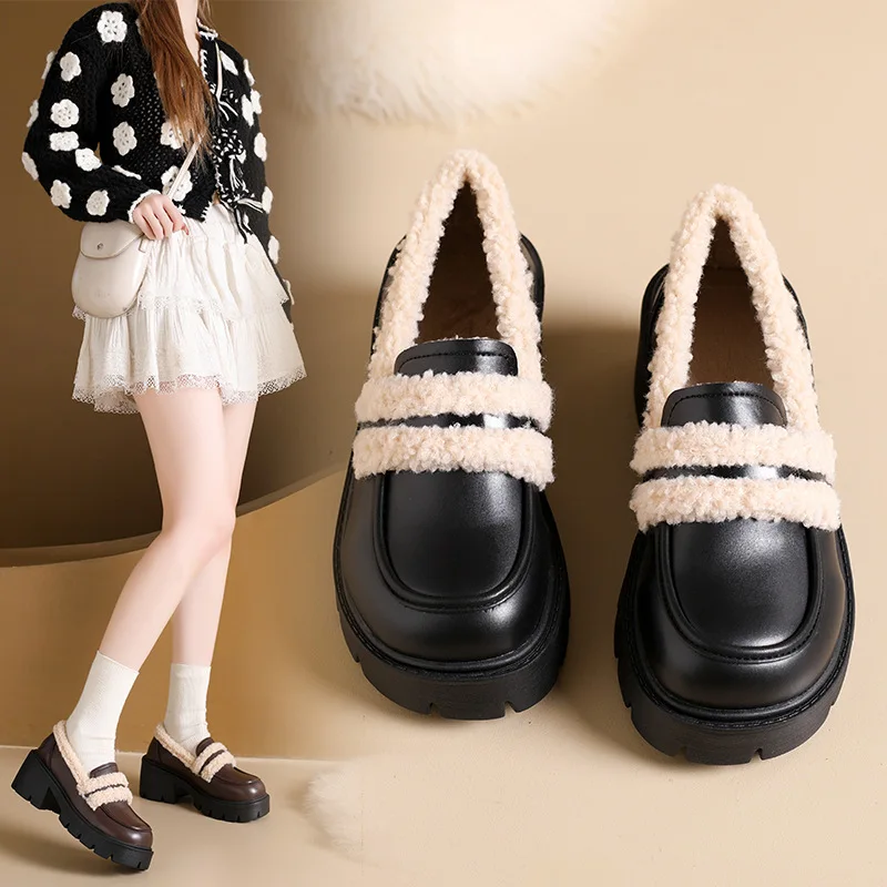 Winter Elegant and Sexy Waterproof and Warm Thick Soled Loafers Fashionable and Hot Selling New Comfortable Women's Shoes