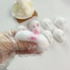 2024 Squishy Kawaii Handmade Silicone Mini White Rabbit Flocked Snow Powder Bunny Soft Pendant Girl Cute Birthday Gift Kids Toys 4