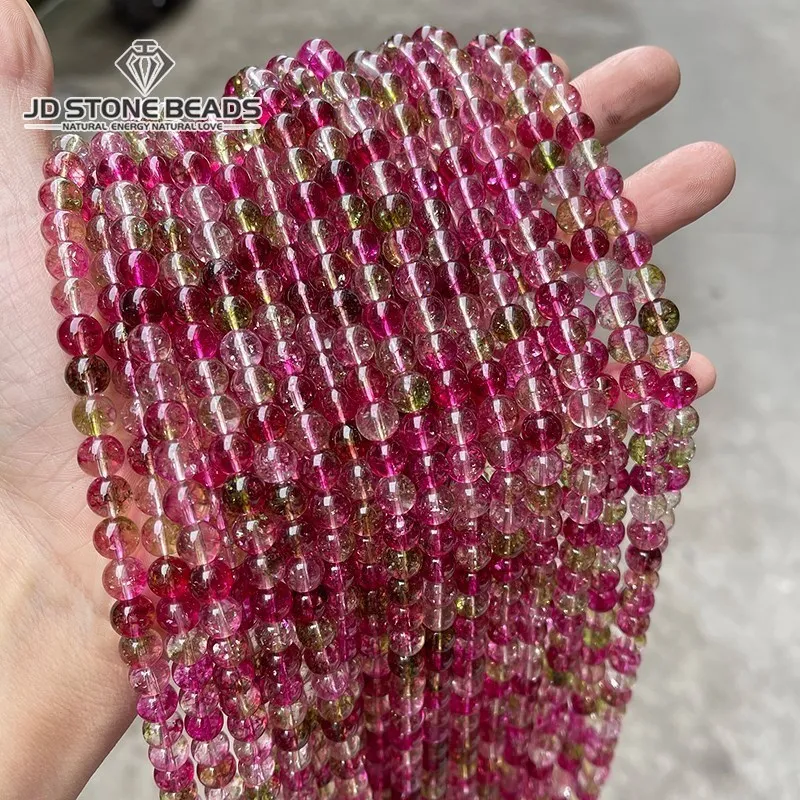 

High Quality Synthetic Muticolor Watermelon Crystal Round Loose Spacer 6 8 10mm Bead For Jewelry Making Diy Bracelet Accessories