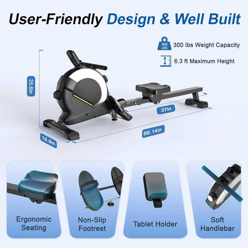 Rowing Machines for Home,Magnetic Rowing Machine with 77lbs High Resistance Machine