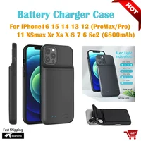 6800mAh Outdoor Backup Battery Portable Soft Silicone Charging Case for IPhone16 ProMax 15 14 13 12 11 XSmax 8 7 6 Full Series