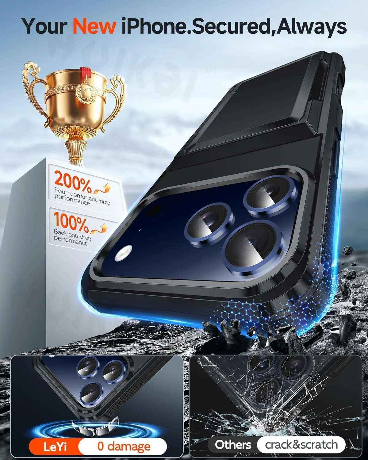 Premium Wallet Case with Credit Card Holder and Heavy Duty Shockproof Protection