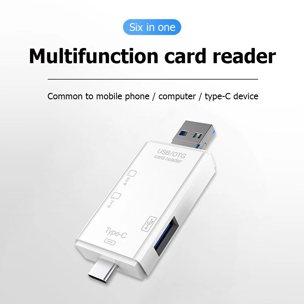 노트북 PC용 OTG 카드 리더 어댑터, USB, 마이크로 USB, C타입-SD TF 카드 어댑터, 480Mbps, USB 3.0, USB C 카드 리더, 6 in 1