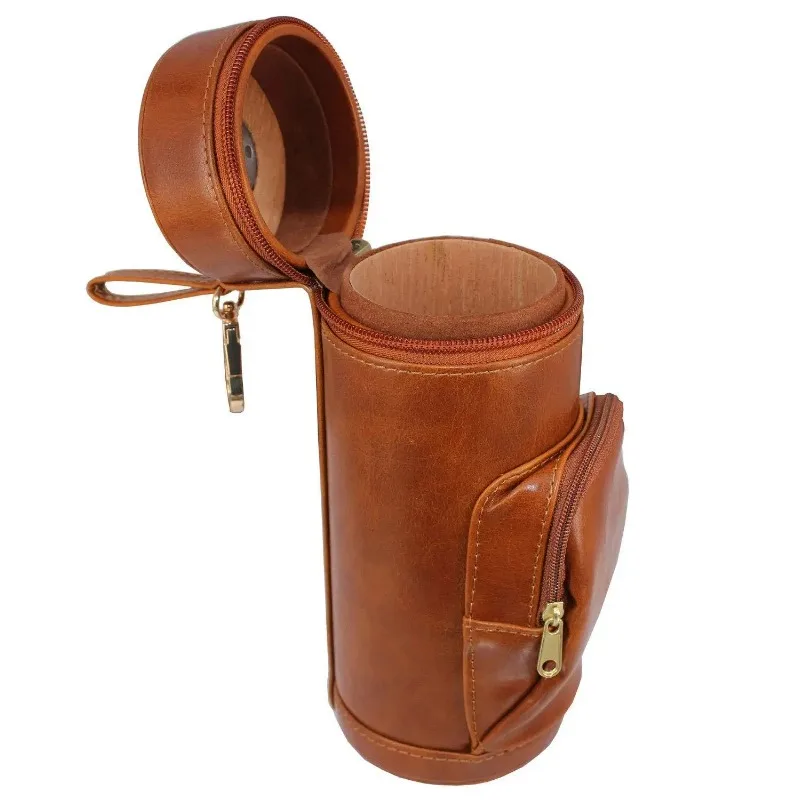 High Quality Large Capacity Multi-function Storage Cigar Tube Leather Material Sealed Humidor with Zipper & Pocket & Hygrometer