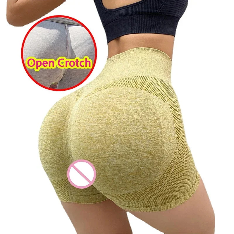 Sexy Woman Open Crotch Yoga Pants Leggings Zipper Mini Outdoor Sport Adult Crotchless Trousers Couples