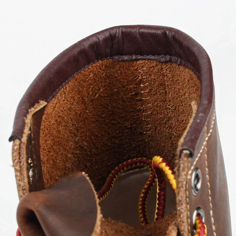 Men's Boots American Retro Tooling Boots Casual Crazy Horse Leather Vintage Man Lace Up Ankle