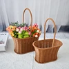 Handwoven Storage Basket Vegetable Flower Plant Hand Baskets Rattan  Snack Bread Picnic Basket Desktop Sundries Organizer 1