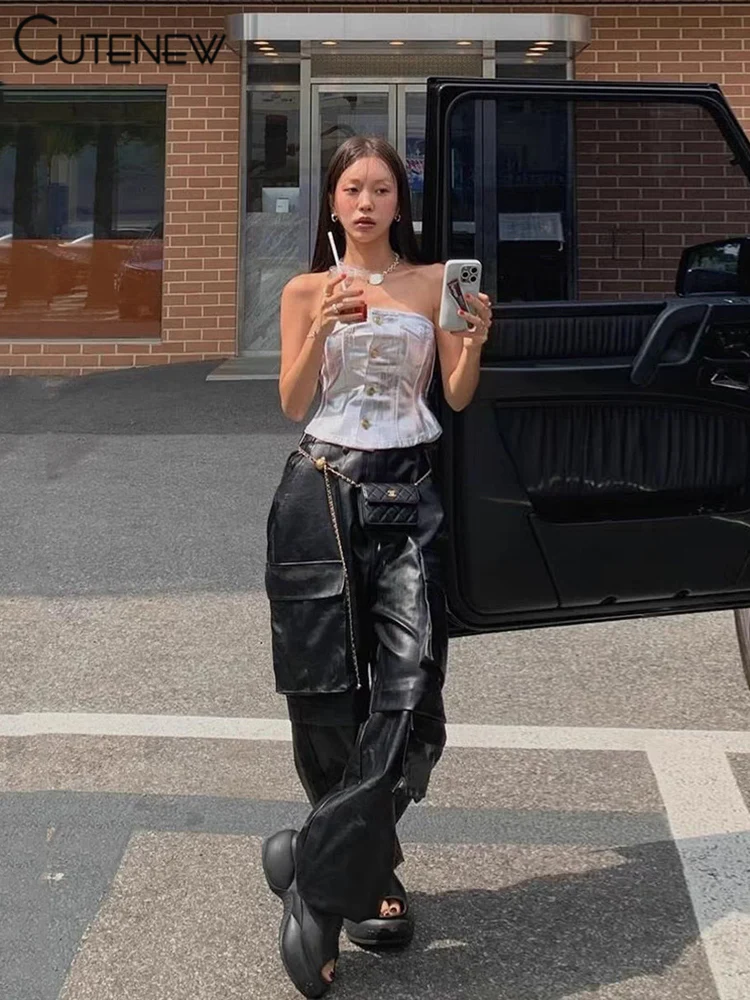 Stunning Solid Vest Women Summer Street Fashion Strapless Single Breasted Slim Tanks Girl Concise Go Out All-matched Top