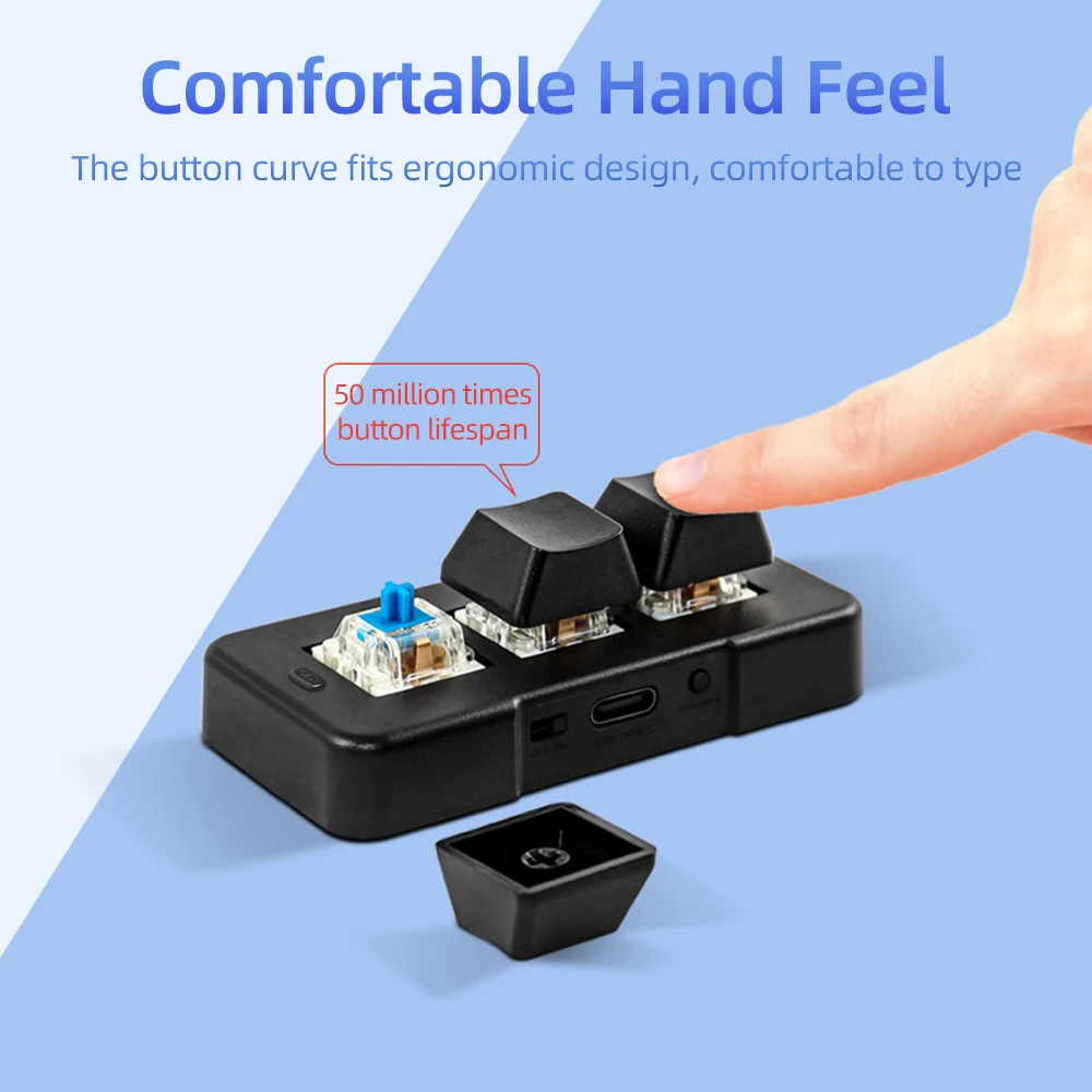 MK321BT 미니 무선 블루투스 키보드, 블루 기계식 스위치, USB + BT 듀얼 모드 연결, 사무실 게임용 멀티미디어용