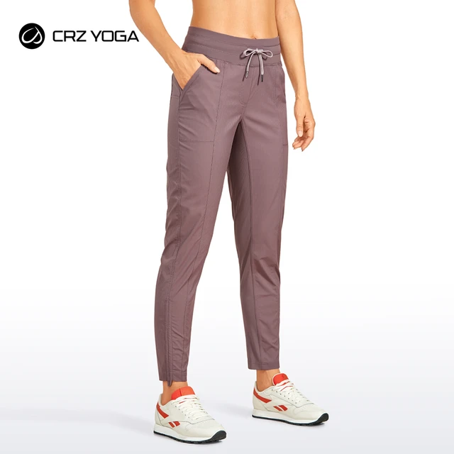 CRZ YOGA Women's Go to Studio Jogger Striped Cargo Pants Drawstring Leg 7/8  Workout Casual Pants