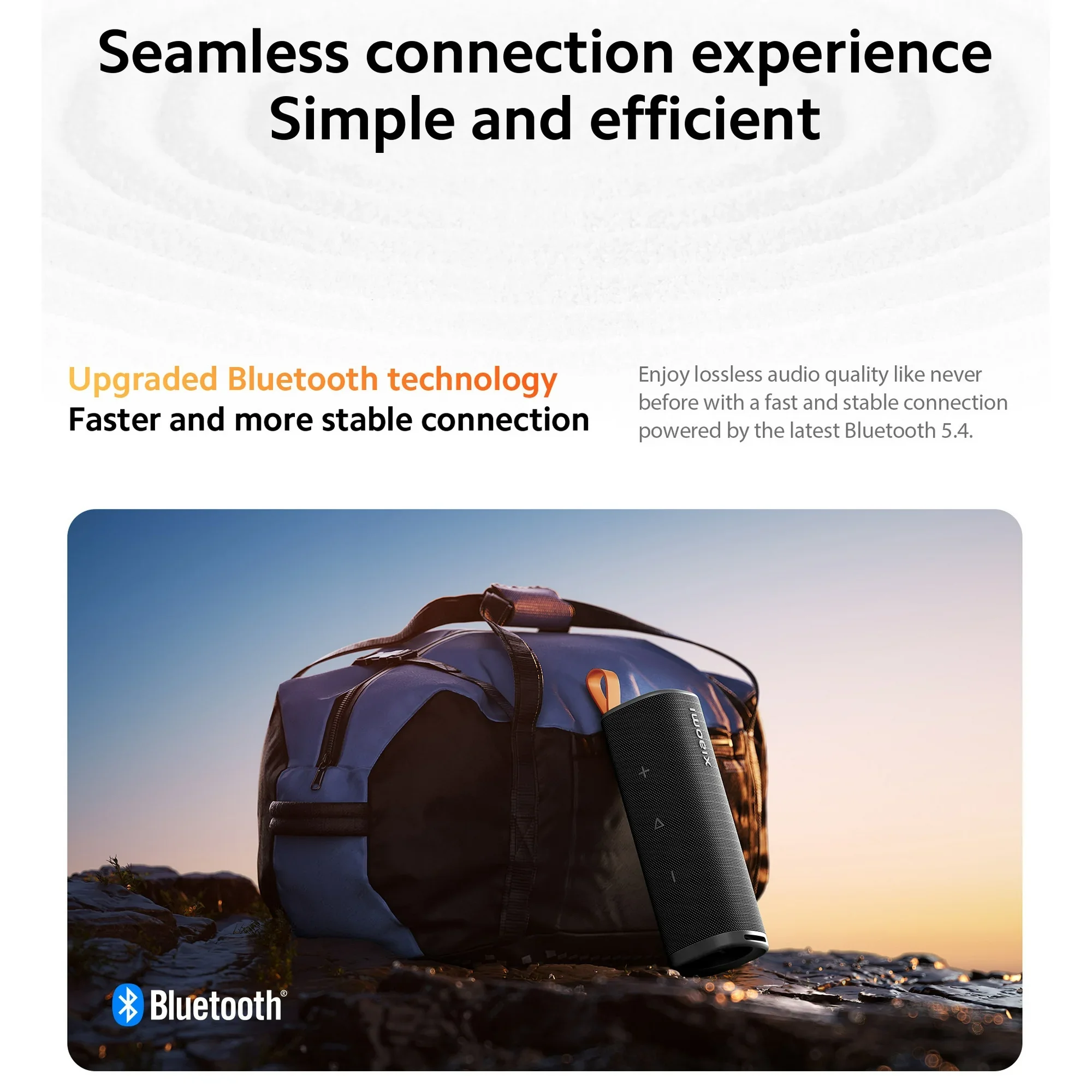 רמקול חכם חיצוני של שיאומי, גרסה גלובלית, Bluetooth 5.4, עמידות לאבק ומים בתקן IP67, סוללה עמידה עד 12 שעות.