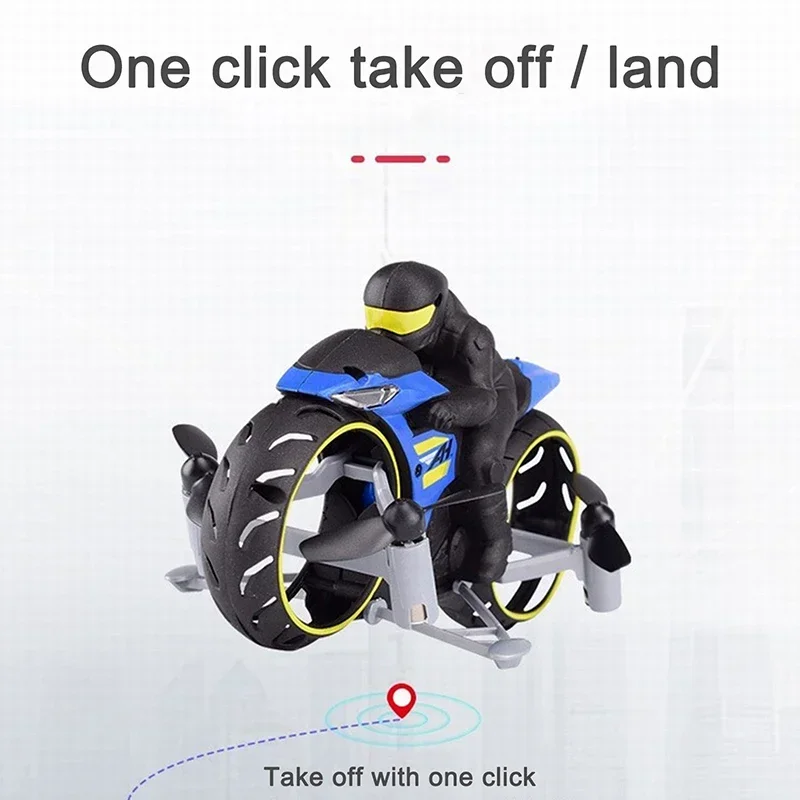 RC Motorcycle 2-In-1 Land/Air Mode Flying High Speed Motorcycle One Key Switch Stunt 2.4G RC Drone Intelligent Quadcopter Kid Toy Gift
