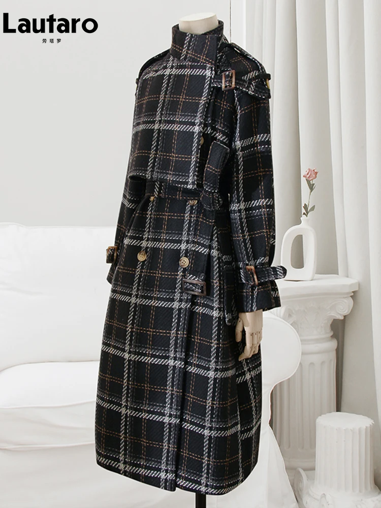 Check Trench Trench Coat Tartan Womens Coat Womens Plaid Trench
