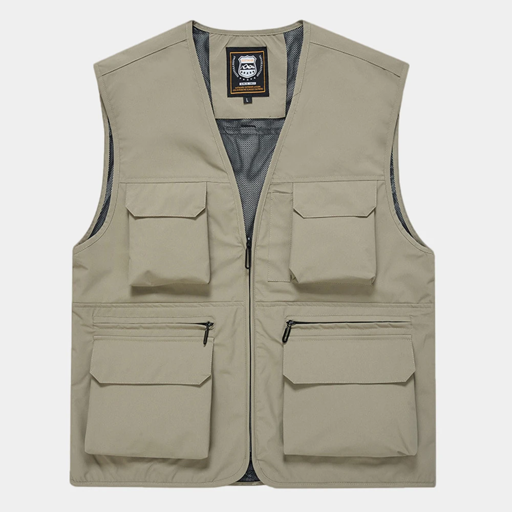 Veste légère homme à multiples poches, style décontracté et fonctionnel pour la pêche en extérieur