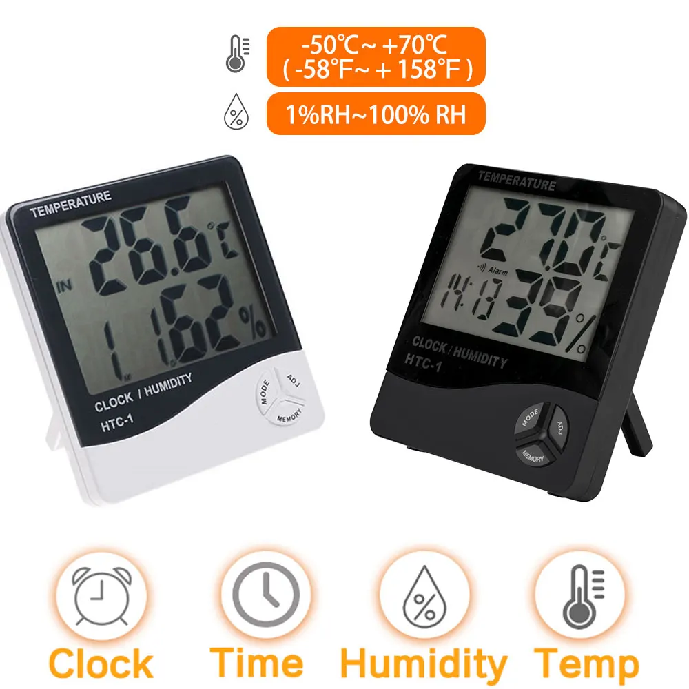 Indoor Digital C/F Room Thermometer Hygrometer Temperature Humidity Meter  Clock HTC-1 for Home Room - China Digital Thermometer Hygrometer and  Thermometer Hygrometer