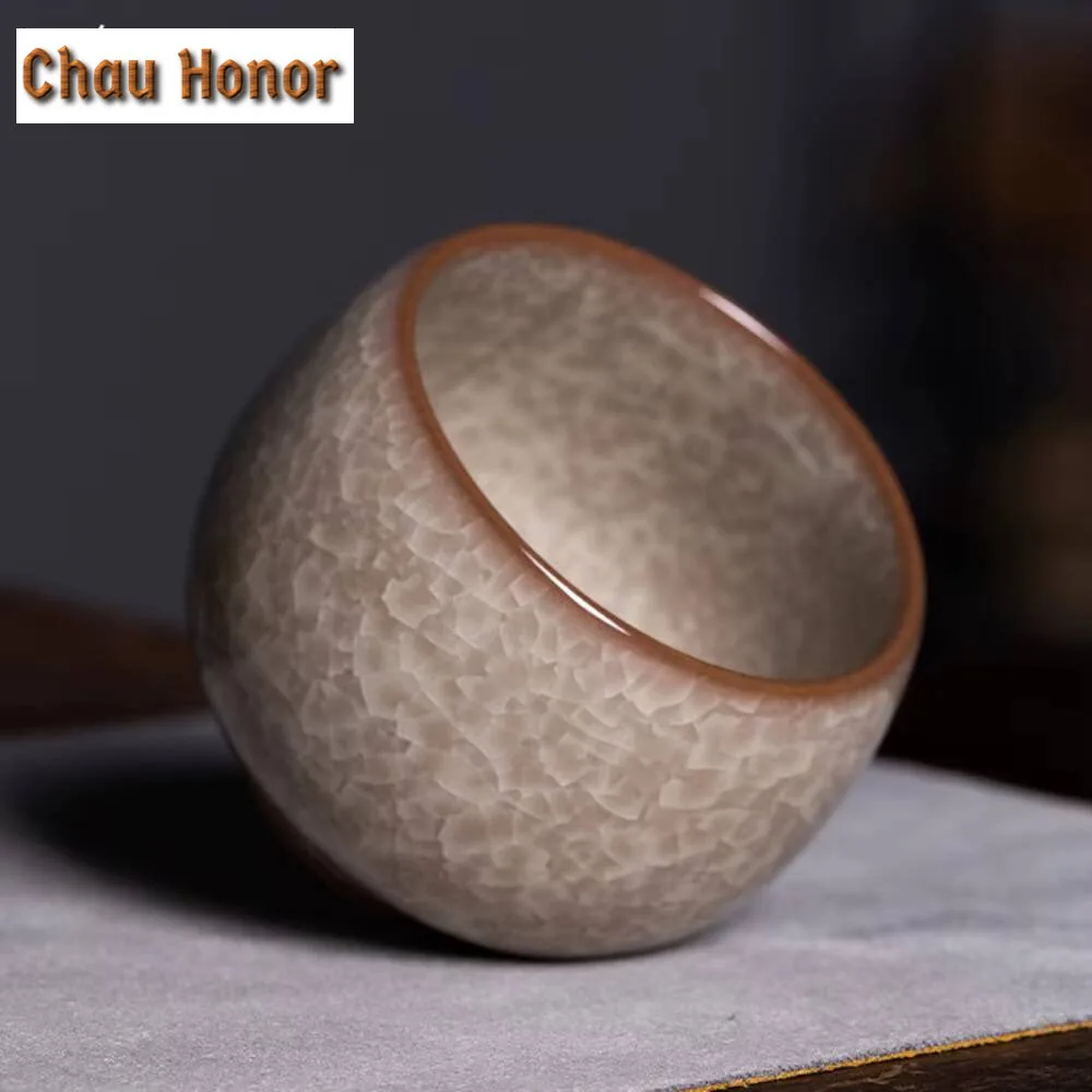 100ML Longquan Celadon Teacup Handmade Ice Cracking Ceramic Master Cup Luxury Sample Tea Cup Tea Bowl Tea Items Craft Gift Box