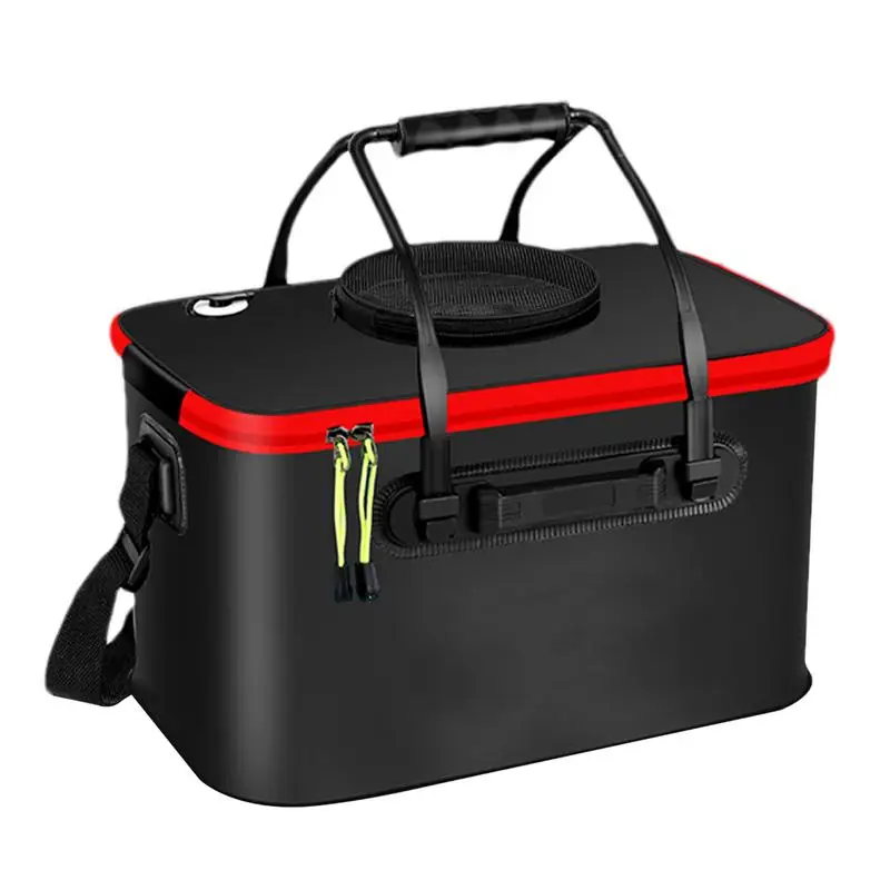 Tragbarer Fischeimer Doppel-Eimer - Atmungsaktive Netzbox Für Lebendfische