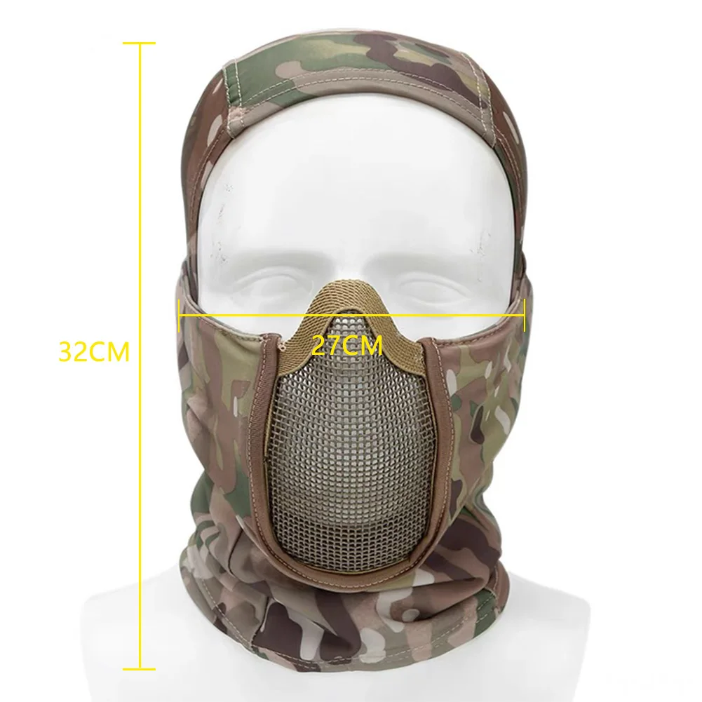 Tactical Balaclava Headgear Mask Airsoft Paintball Full Face Mask Breathable Outdoor Mesh Hunting Wargame CS Protection
