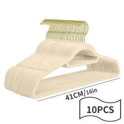 Elegant Rose Gold Velvet Clothes Hanger with Non - Slip Design - 10pcs (41cm - Ivory white)
