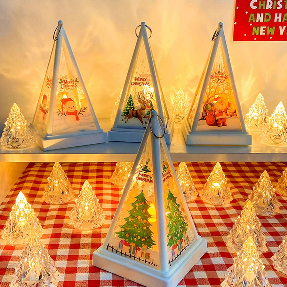 Christmas Lantern Light Illuminated Xmas Pattern Night Light For Christmas Wedding Birthday Decor
