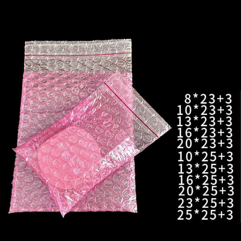 100pcs Pink Anti-static Bubble Bag Double Layer Self-adhesive Sealing Bubble Film Thickened Shockproof Foam Transport Packaging