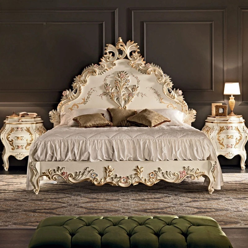 EuropeanBedDoubleBedLuxuryWeddingBedRoyalPrincessBedNoble