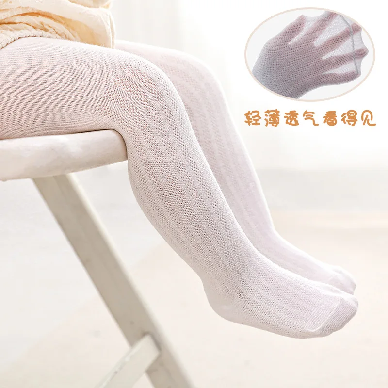 

Summer Girls Pantyhose Soft Cotton Breathable Mesh Tights Stockings Princess Babys Kids Anti-mosquito Leggings