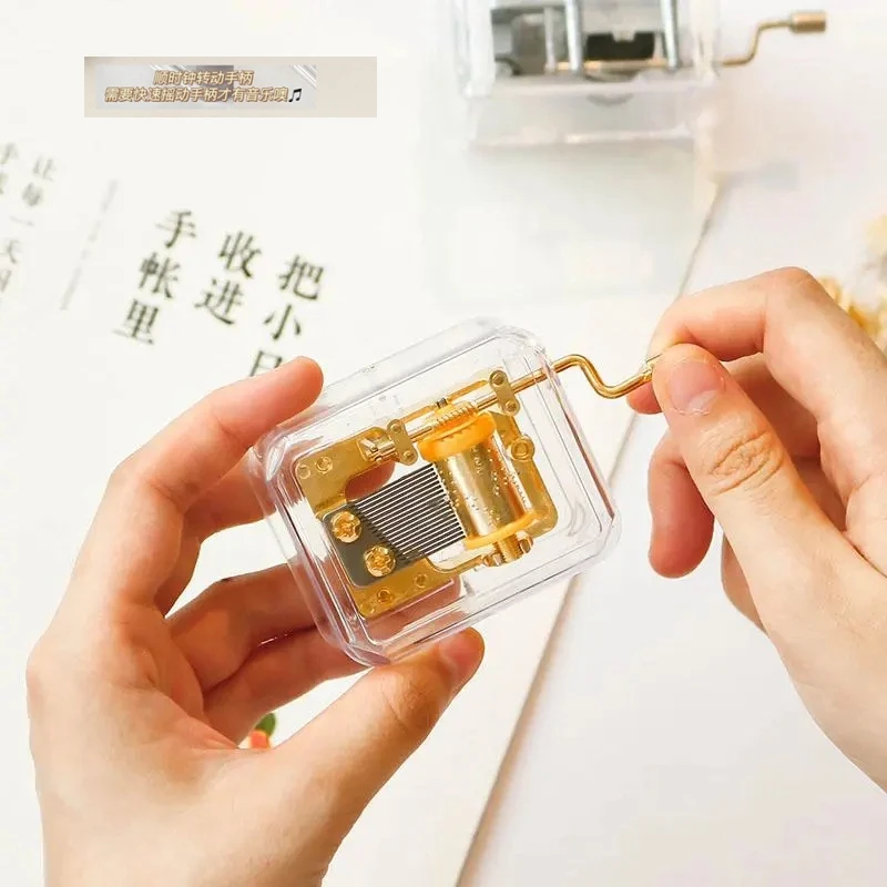 Music Box Mini Creative Acrylic Hand Windup Metal Movement